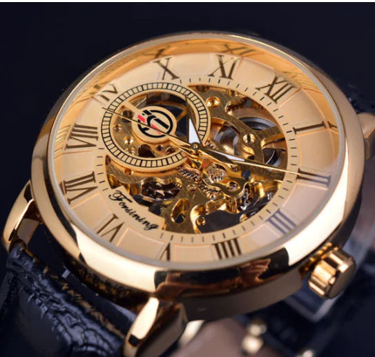 Men's Transparent Mechanical Timepiece