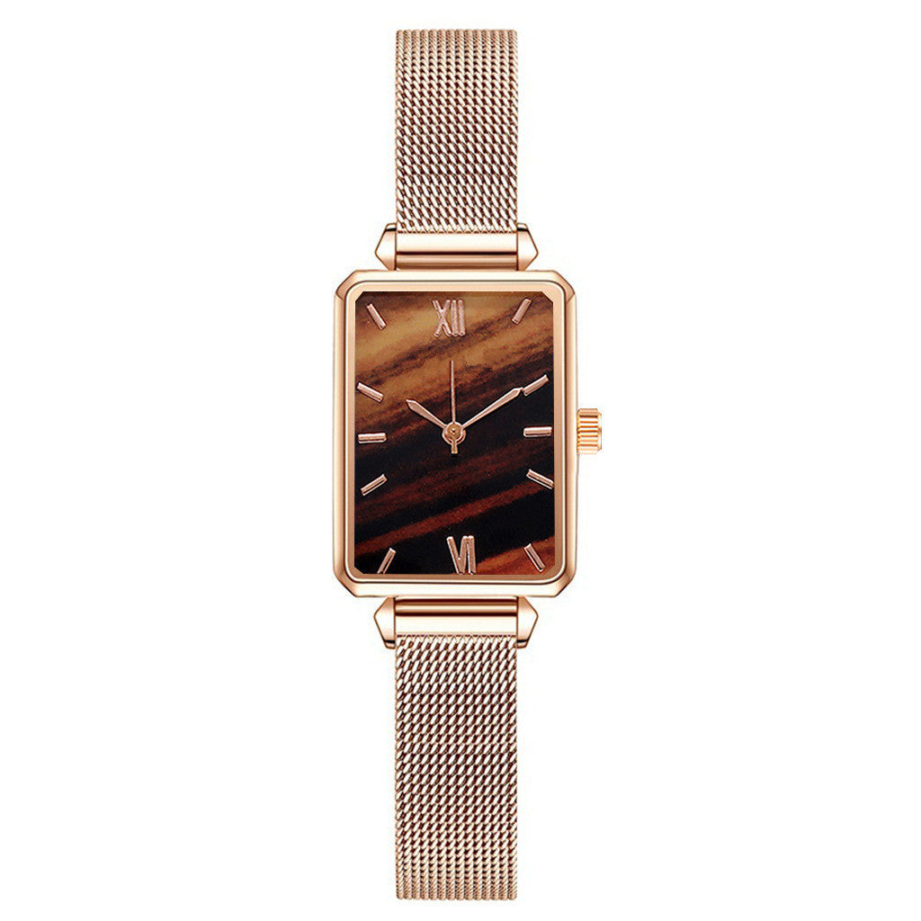 Fashionable Women's Alloy Mesh Green Square Quartz Watch