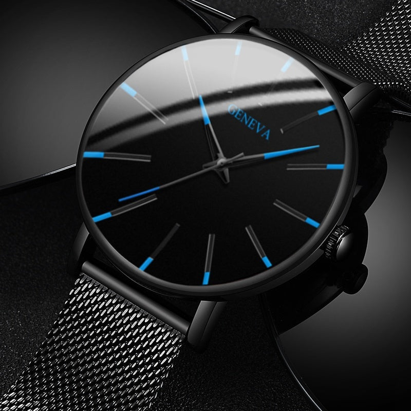Men's Quartz Watch with Simple Business Mesh Strap