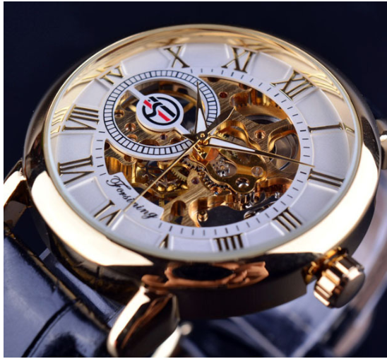 Men's Transparent Mechanical Timepiece