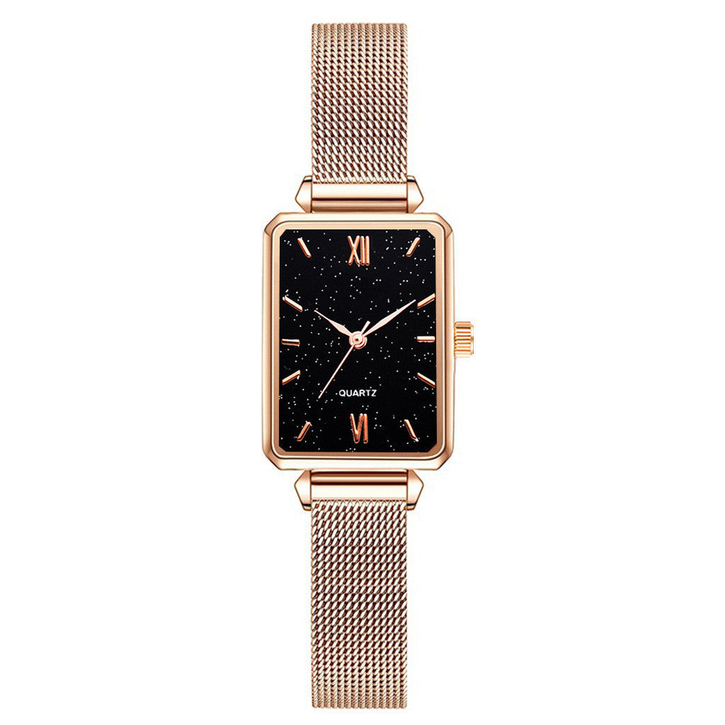 Fashionable Women's Alloy Mesh Green Square Quartz Watch