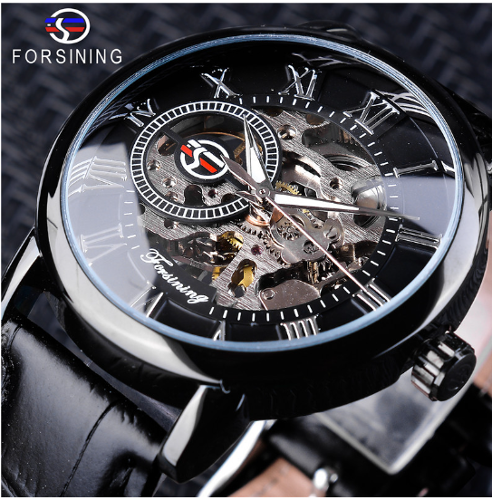 Men's Transparent Mechanical Timepiece