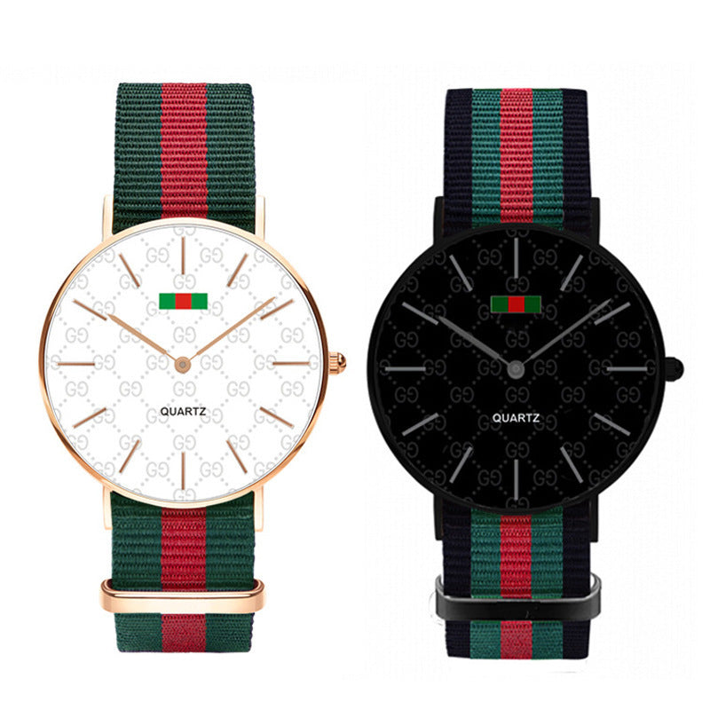 Trendy British Style Canvas Couple Watches (Slim Design)
