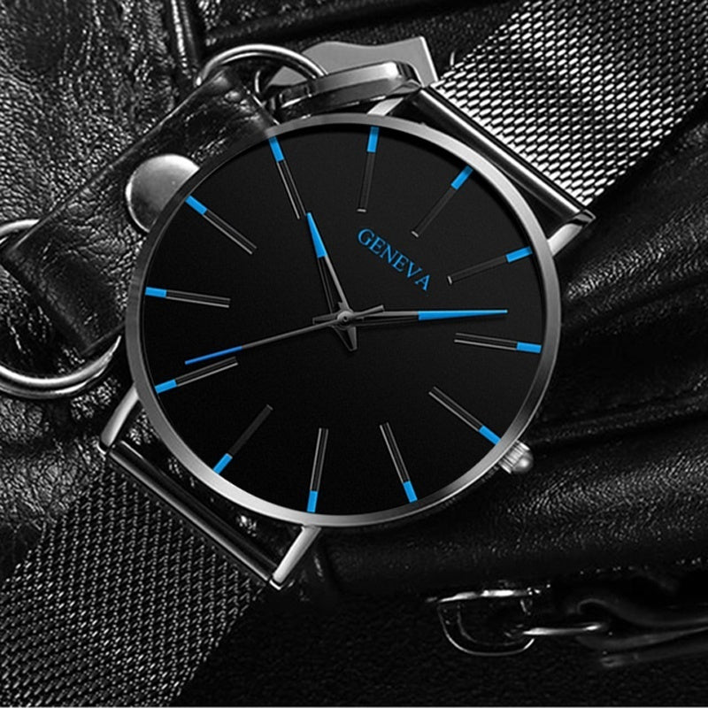 Men's Quartz Watch with Simple Business Mesh Strap