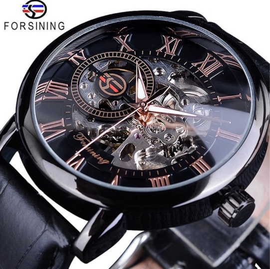 Men's Transparent Mechanical Timepiece