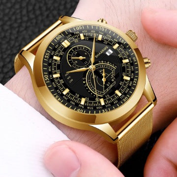 Men's Dual Scale Business Quartz Watch with Mesh Band