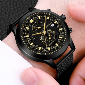 Men's Dual Scale Business Quartz Watch with Mesh Band