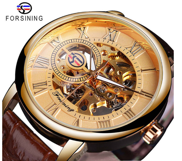 Men's Transparent Mechanical Timepiece