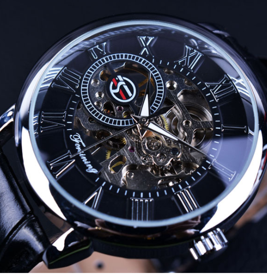 Men's Transparent Mechanical Timepiece
