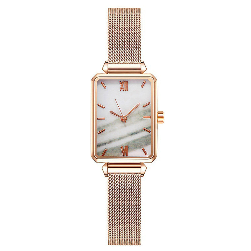 Fashionable Women's Alloy Mesh Green Square Quartz Watch