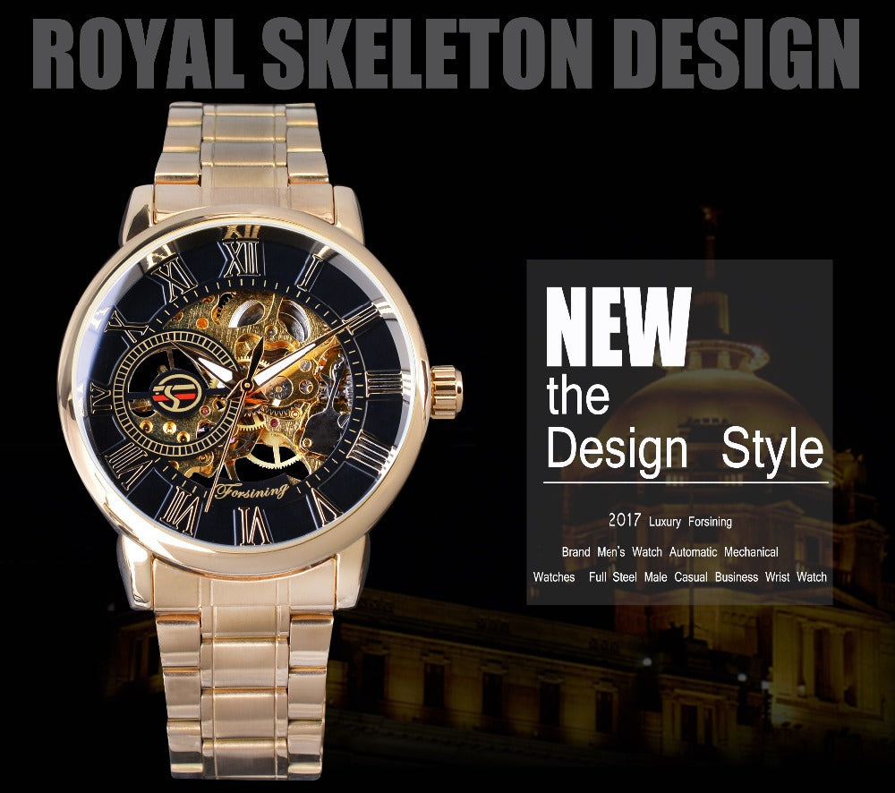 Men's Transparent Mechanical Timepiece